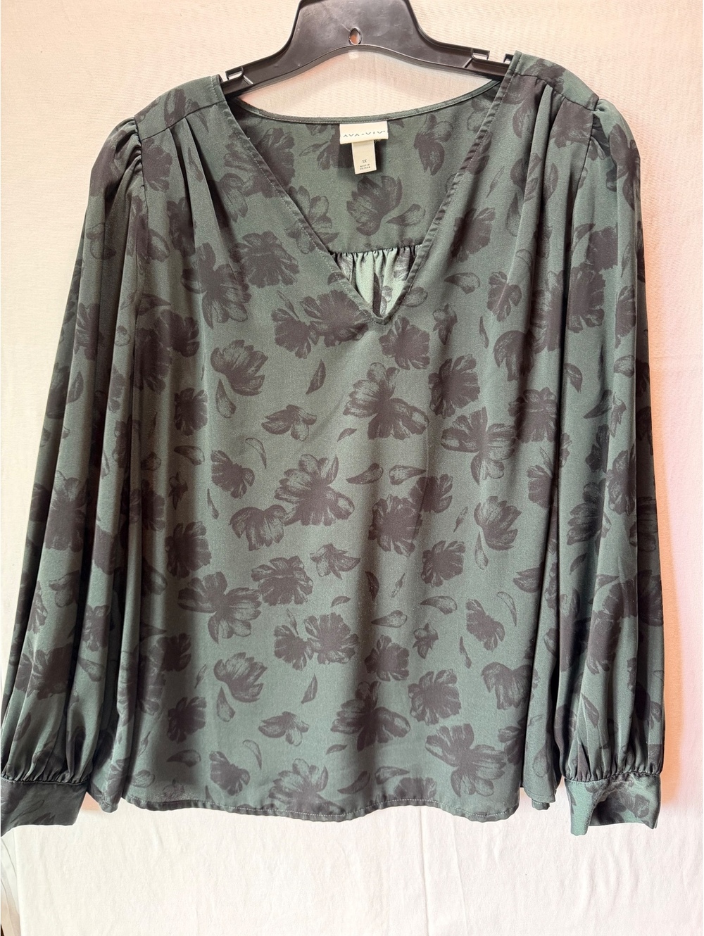 Ava & Viv Women's Long Sleeve Floral Print Blouse Size XXL